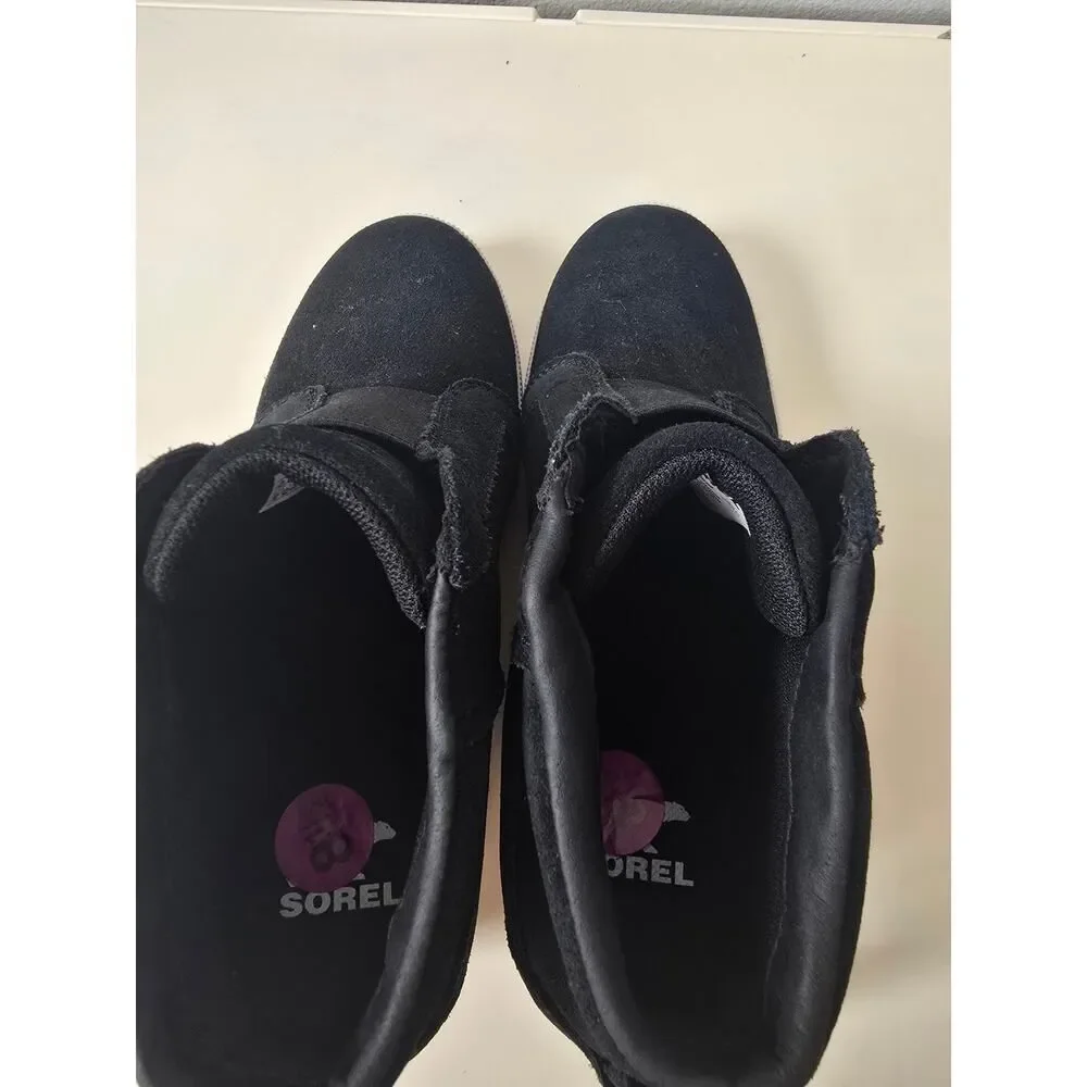 Sorel Waterproof Black Suede Wedge Sneaker Boot 8.5 NWT Fall Athleisure Travel
